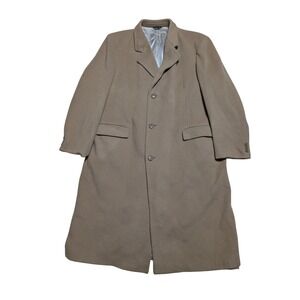Vintage Birtolini Khaki Tan Cashmere Blend Overcoat Size L50 Winter Trench Coat